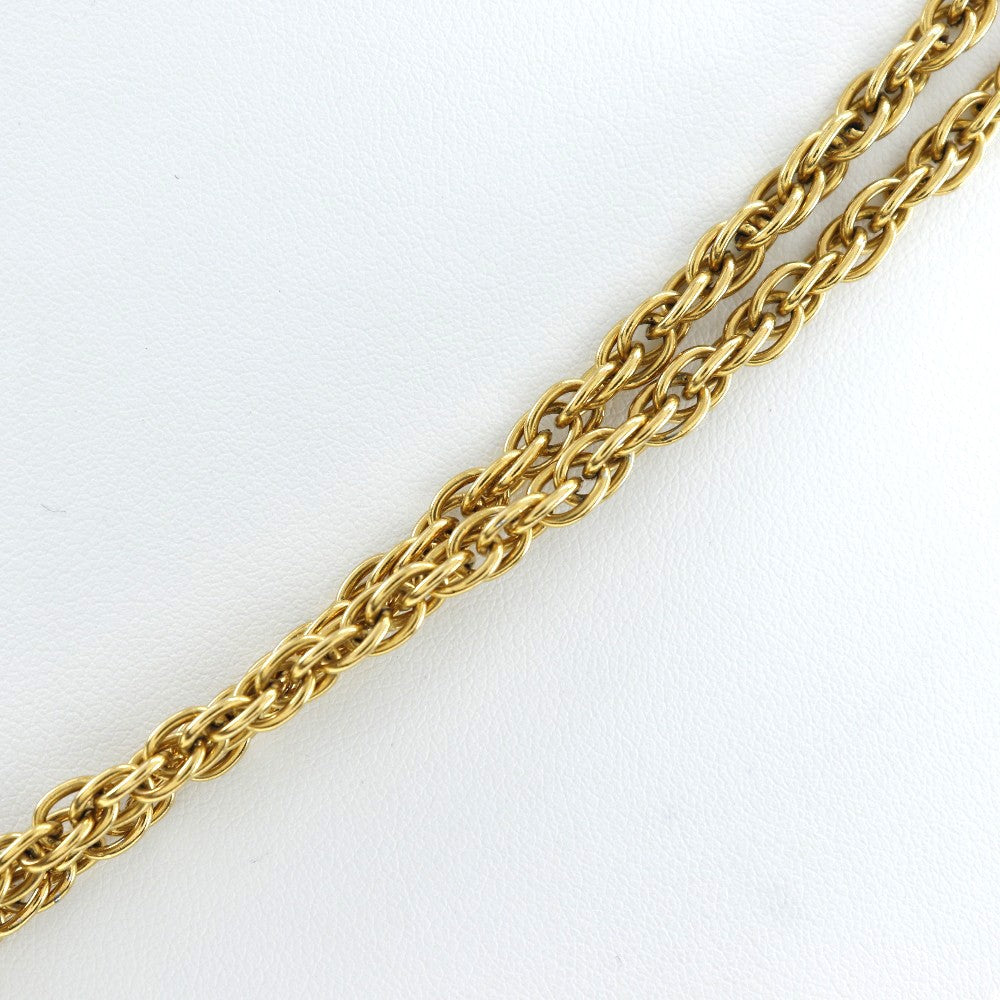 Chanel Vintage Double Cc Pendant Necklace Metal Gold Gold_Plated Jewelry (Pre-Owned)