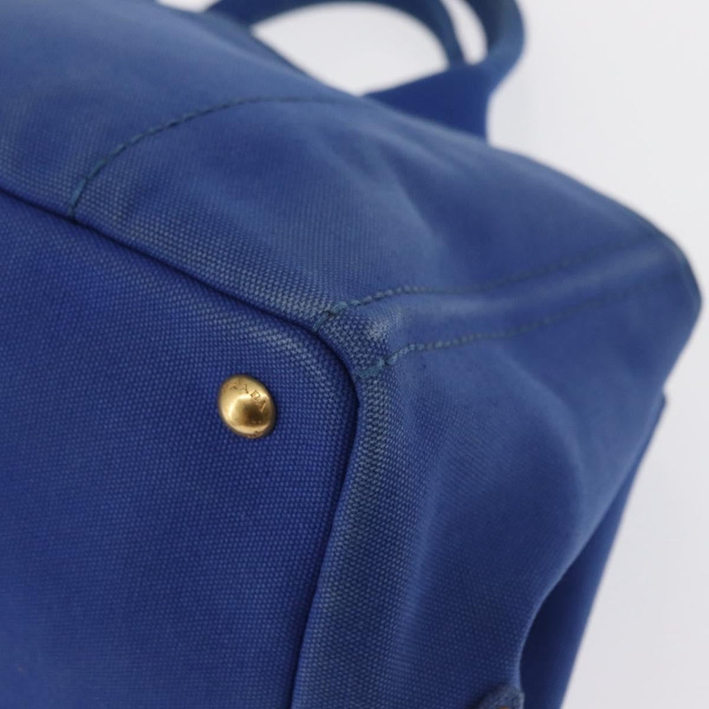 Prada Canapa Open Tote Canvas Blue Canvas Tote Bag Bag (Pre-Owned)