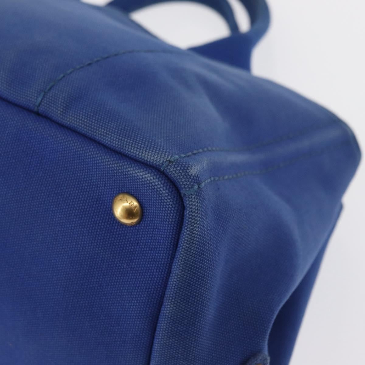 Prada Canapa Open Tote Canvas Blue Canvas Tote Bag Bag (Pre-Owned)