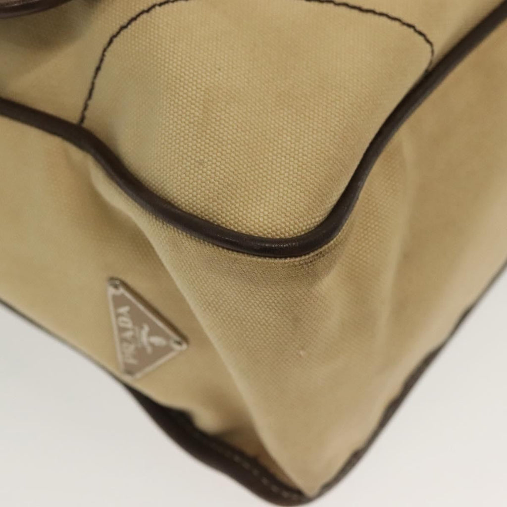 Prada Vintage Shoulder Bag Canvas Beige Canvas Shoulder Bag Bag (Pre-Owned)