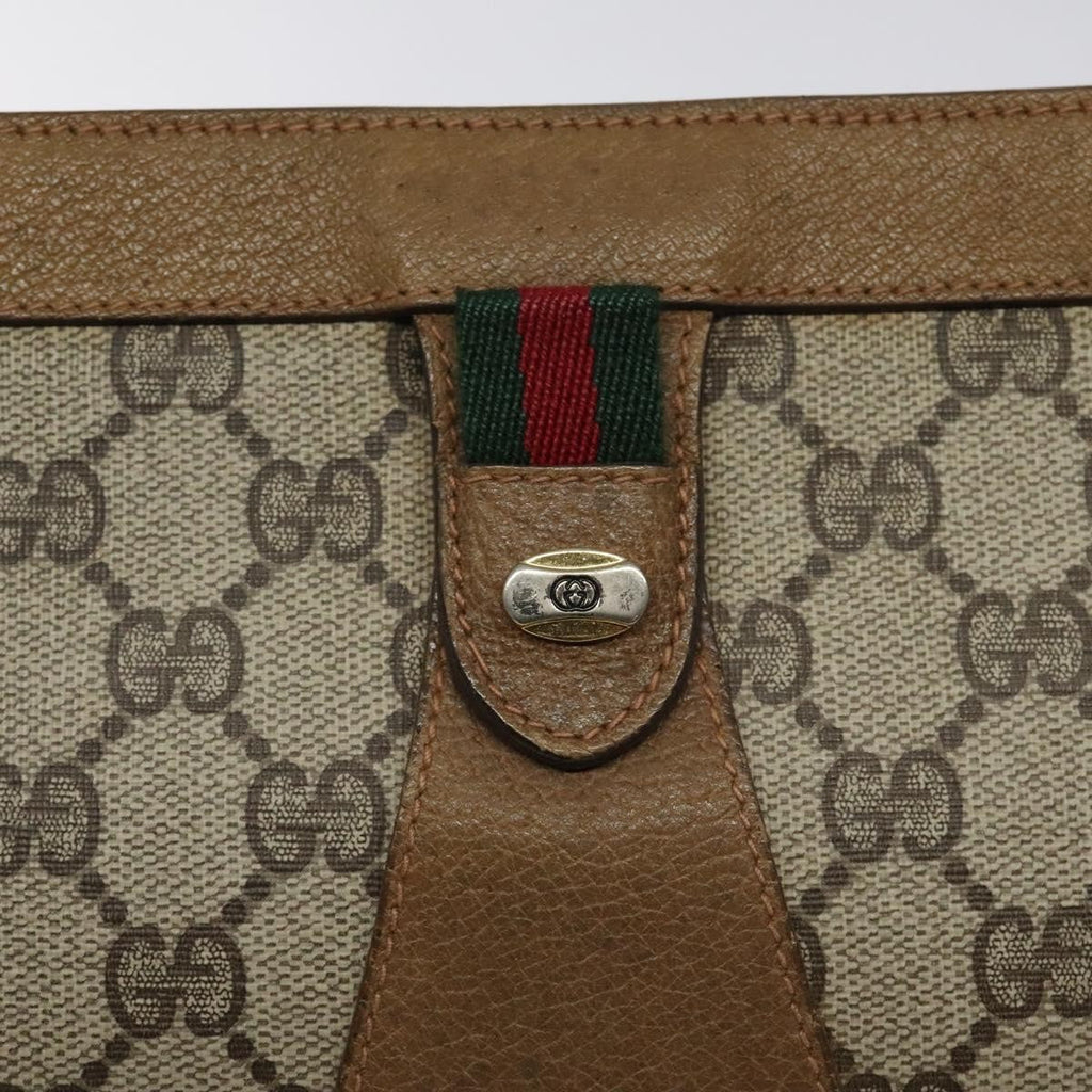 Gucci Sherry Line Pouch Canvas Beige Canvas Clutche & Pouche Bag (Pre-Owned)