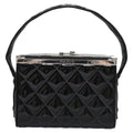 Chanel Vintage Metal Box Bag Quilted Patent Black Patent_Leather Handbag (Pre-Owned)