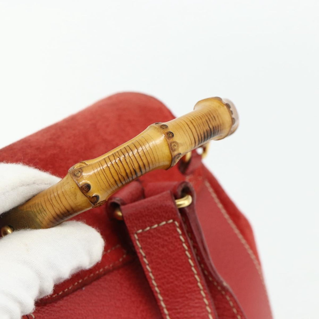 Gucci Gucci Bamboo Backpack Daim Red Suede Backpack Bag (Pre-Owned)