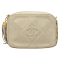 Chanel Vintage Diamond Cc Camera Bag Quilted Lambskin Beige Leather Shoulder Bag Bag (Pre-Owned)