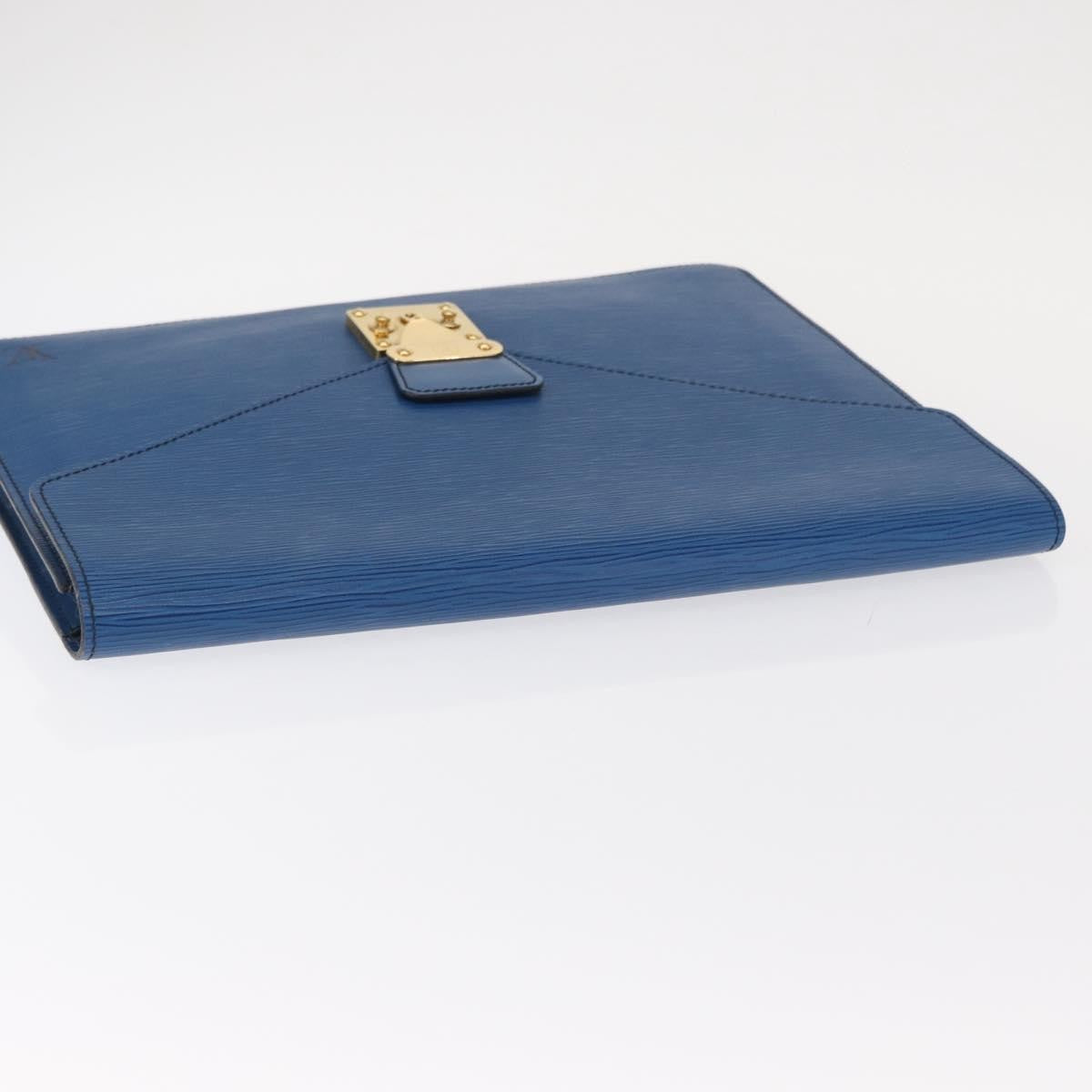Louis Vuitton Porte-Documents Senateur Bag Epi Leather Blue Leather Clutche & Pouche Bag (Pre-Owned)