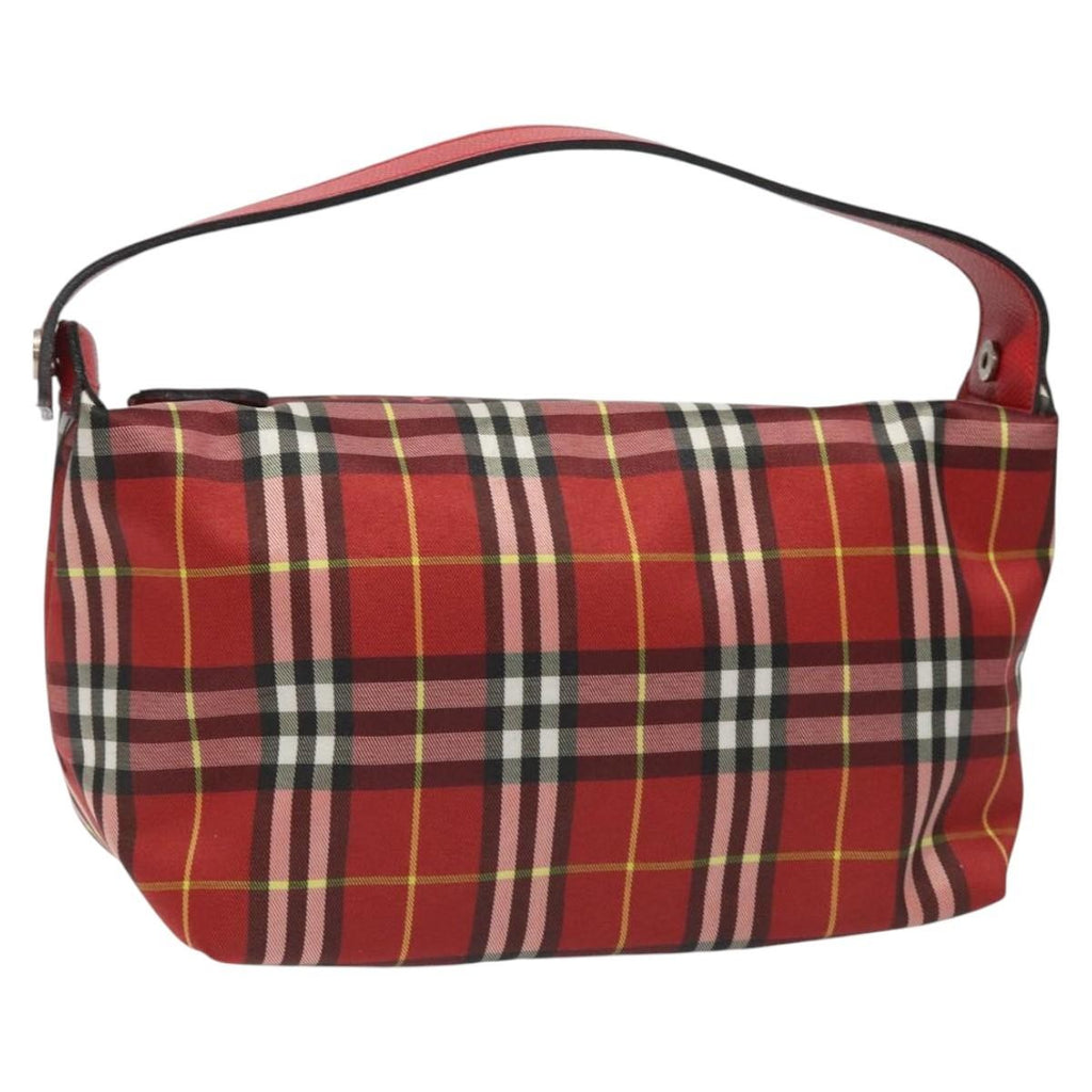 Burberry Nova Check Handbag Leather And Nylon Red Nylon Handbag (Pre-Owned)