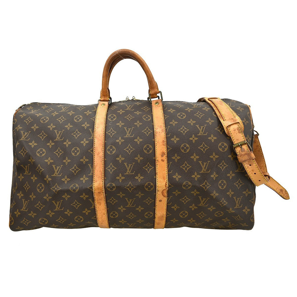 Louis Vuitton Keepall Bandouliere Bag Monogram Canvas Brown Canvas Travel Bag Bag (Pre-Owned)