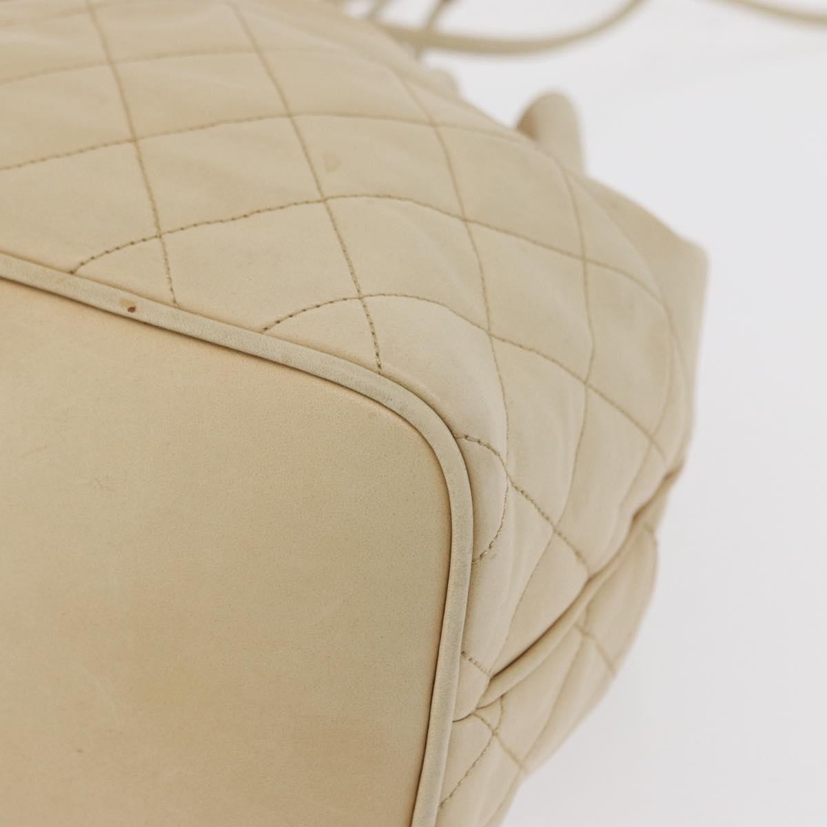 Chanel Gabrielle Drawstring Bag Quilted Calfskin Beige Leather Shoulder Bag Bag (Pre-Owned)