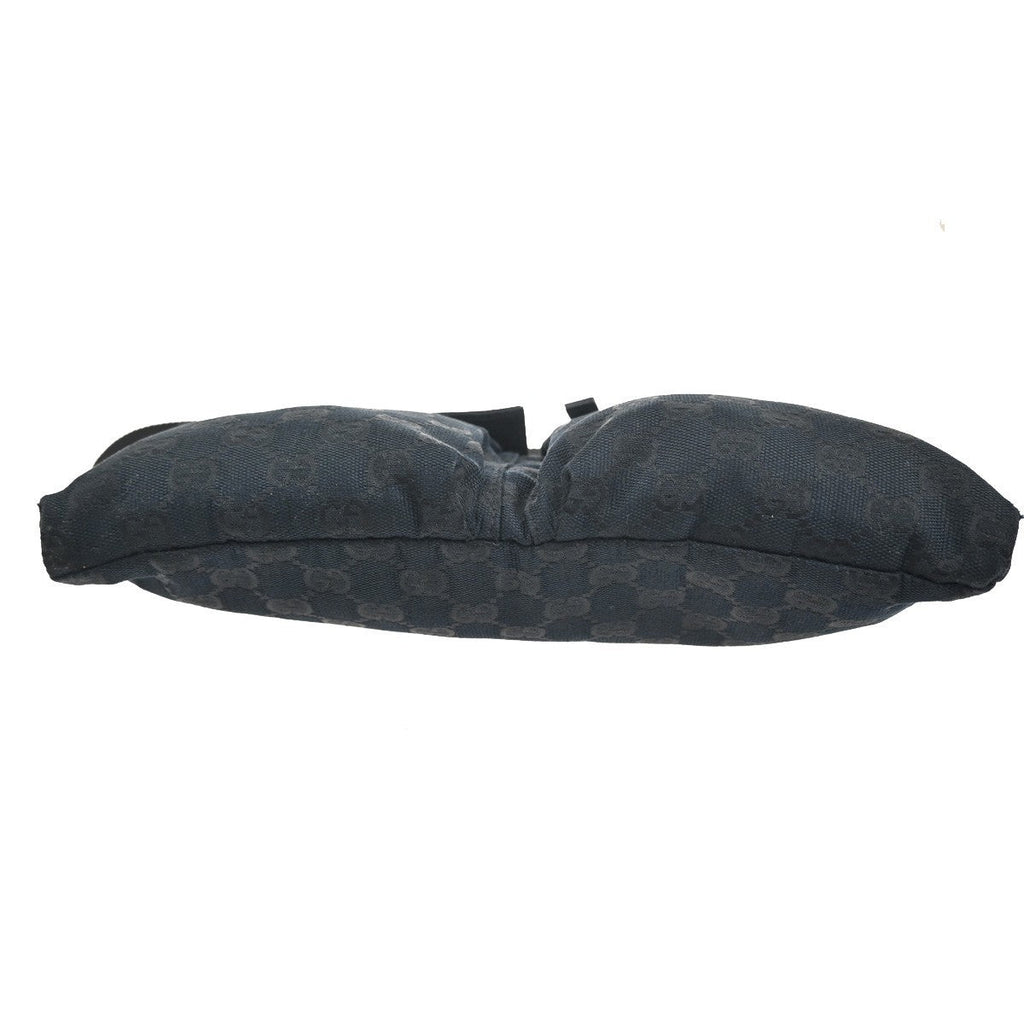 Gucci Vintage Double Belt Bag Gg Canvas With Leather Black Canvas Clutche & Pouche Bag (Pre-Owned)