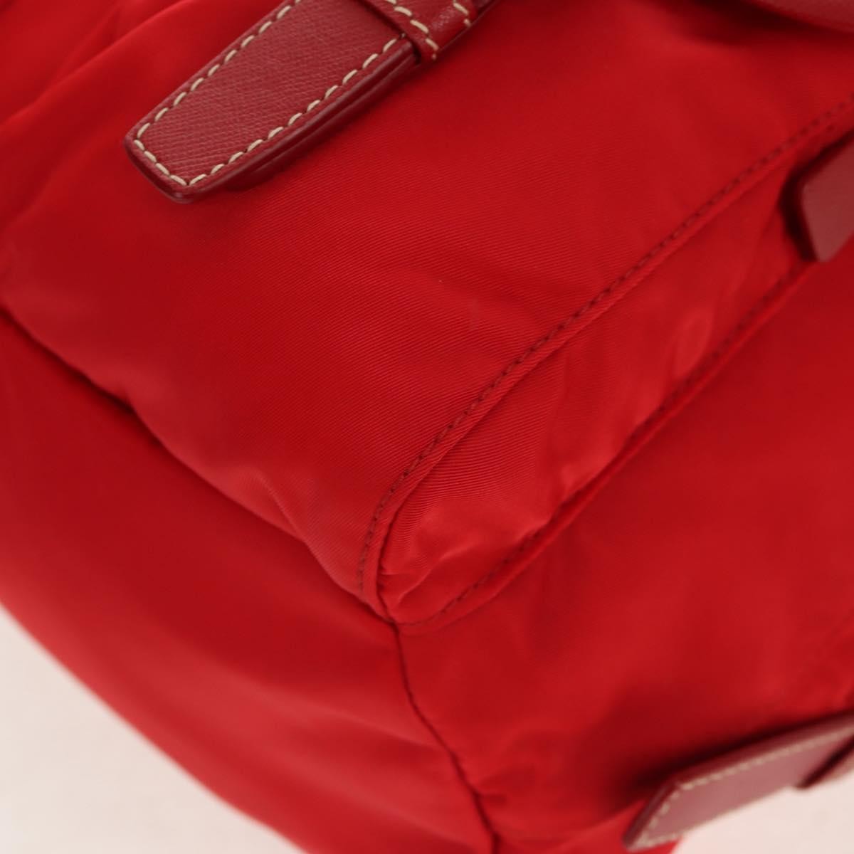 Prada Vela Double Front Pocket Backpack Tessuto With Saffiano Leather Red Nylon Backpack Bag (Pre-Owned)