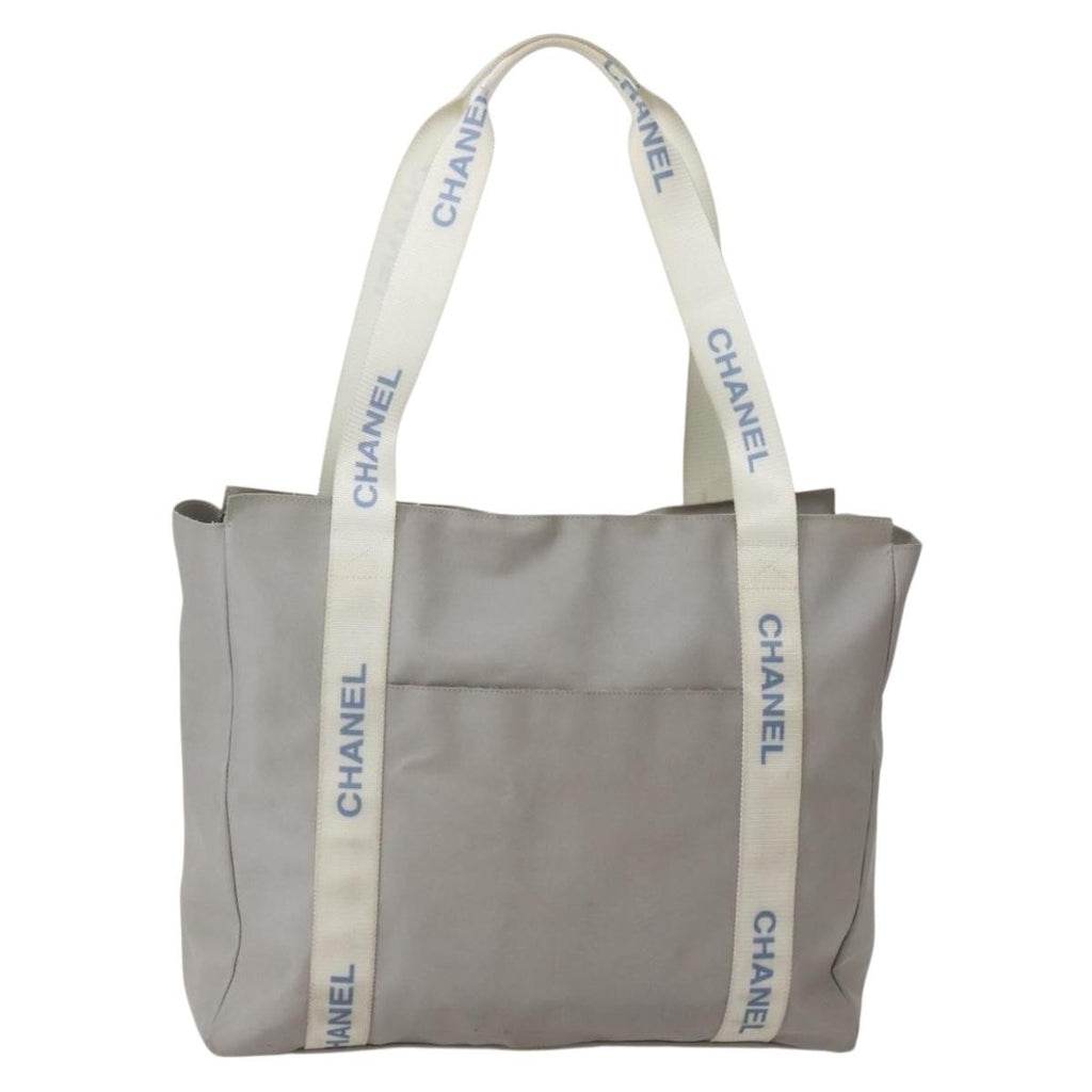 Chanel Sport Line Tote Bag Nylon Gray Nylon Tote Bag Bag (Pre-Owned)