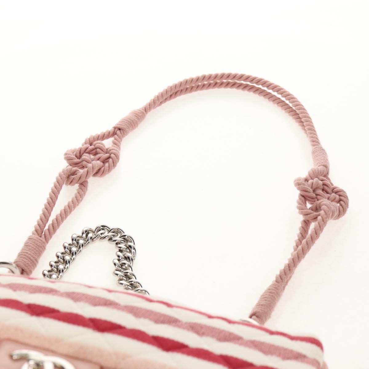 Chanel Vintage Flap Shoulder Bag Canvas Pink Leather Handbag (Pre-Owned)