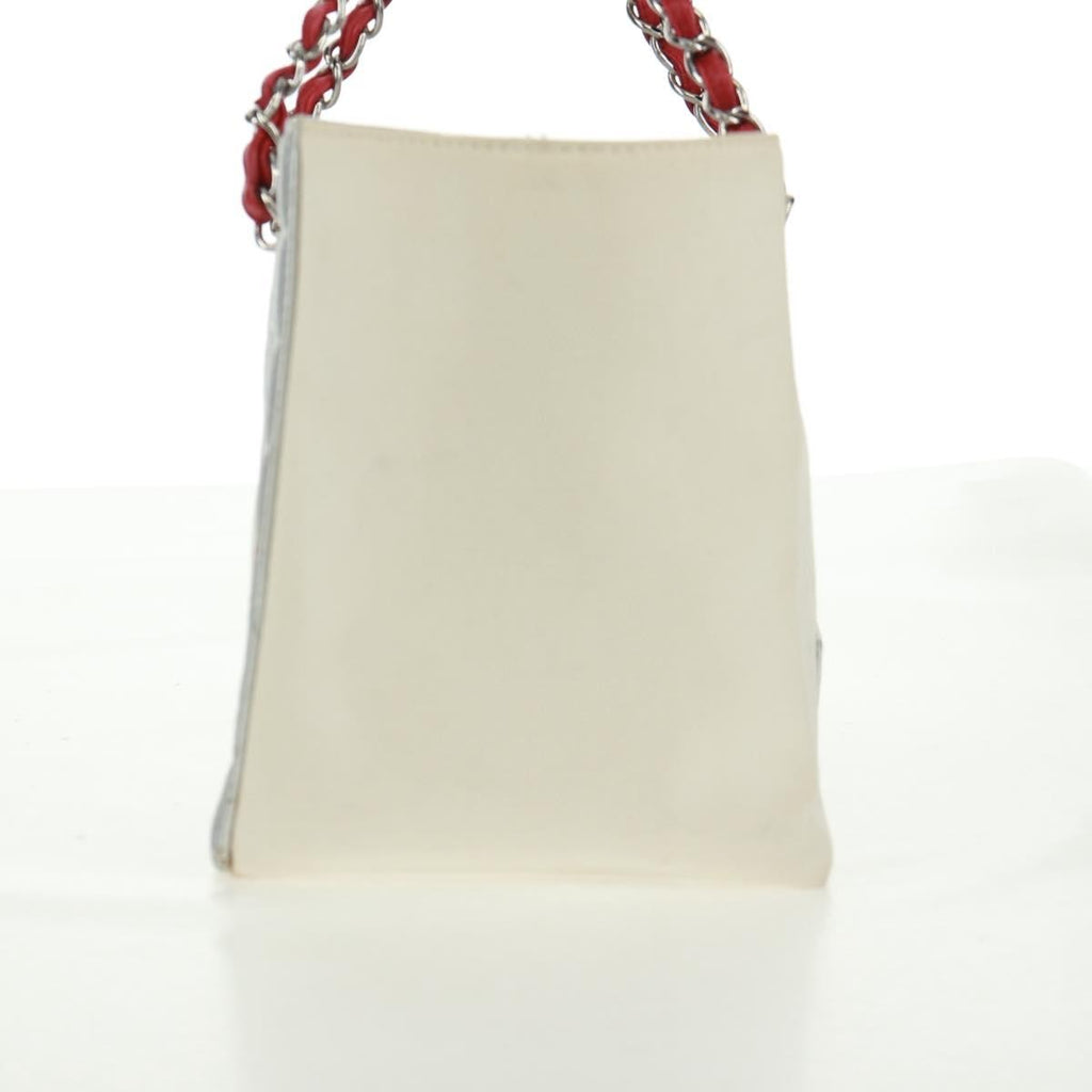 Chanel No.5 Tote Canvas And Leather White Canvas Tote Bag Bag (Pre-Owned)