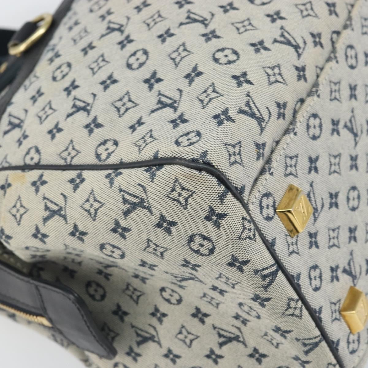 Louis Vuitton Josephine Handbag Mini Lin Blue Canvas Handbag (Pre-Owned)