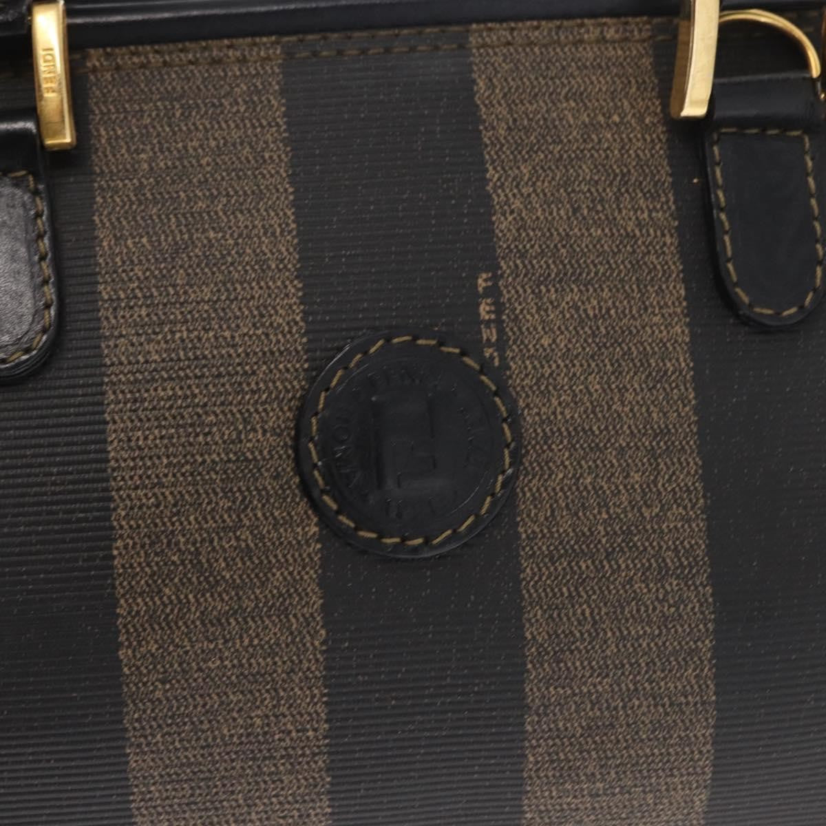 Fendi Vintage Pequin Convertible Boston Bag Coated Canvas Brown Canvas Travel Bag Bag (Pre-Owned)