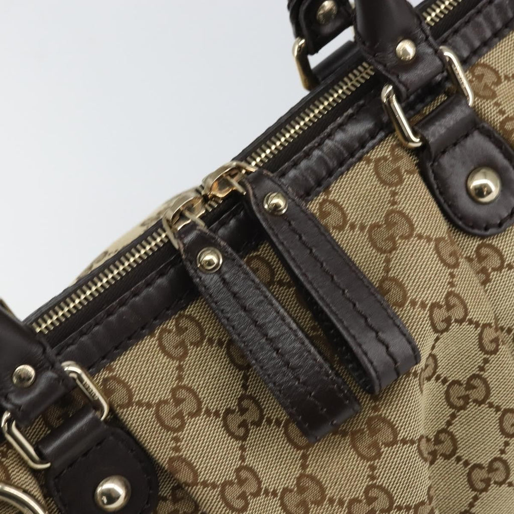 Gucci Sukey Top Handle Satchel Gg Canvas With Leather Beige Canvas Handbag (Pre-Owned)