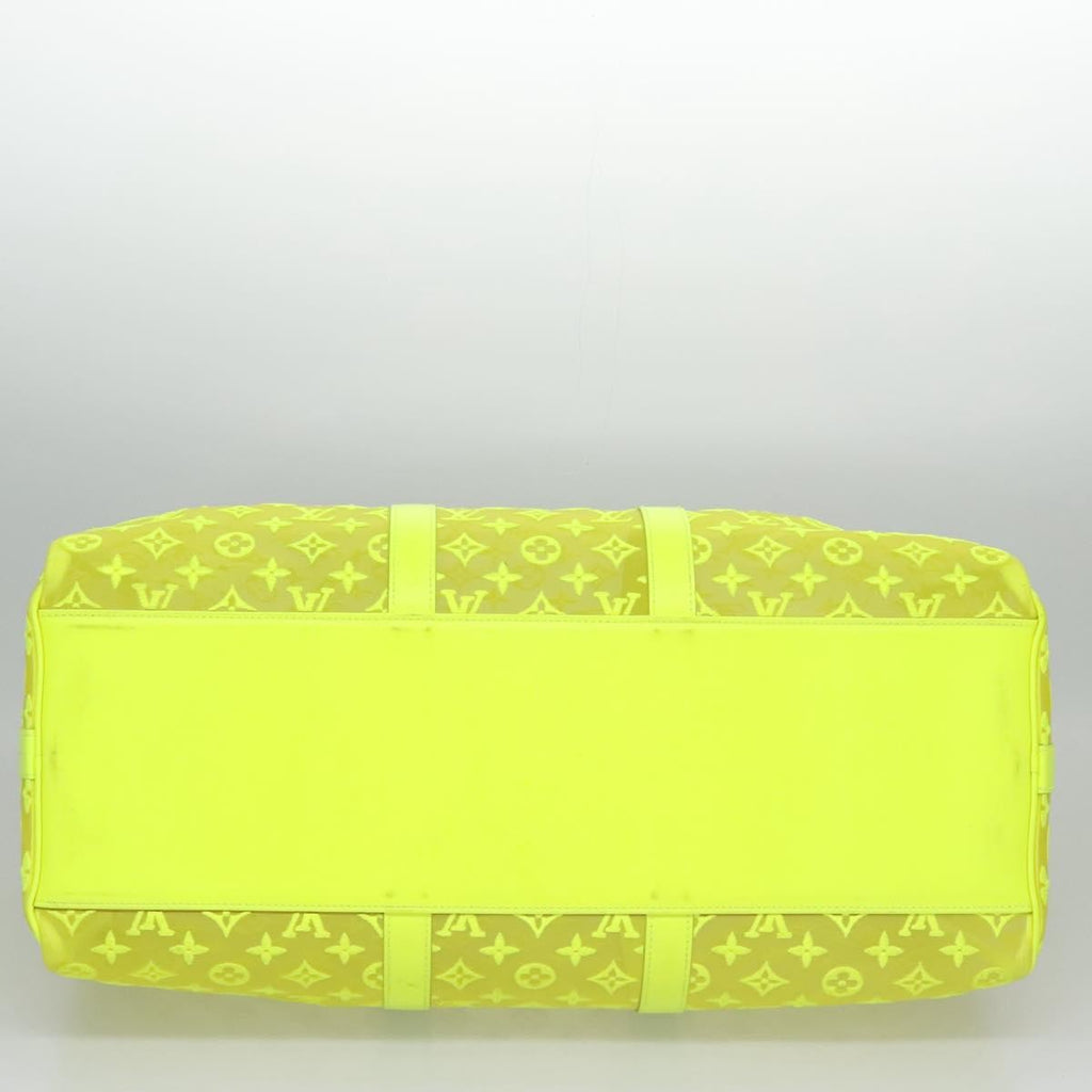 Louis Vuitton Keepall Bandouliere Bag Monogram See Through Mesh Yellow Canvas Travel Bag Bag (Pre-Owned)