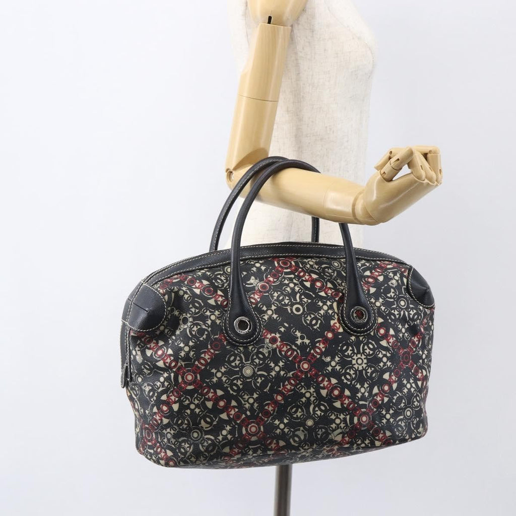 Chanel Optic Coco Bowler Bag Printed Coated Canvas With Caviar Black Pvc Travel Bag Bag (Pre-Owned)