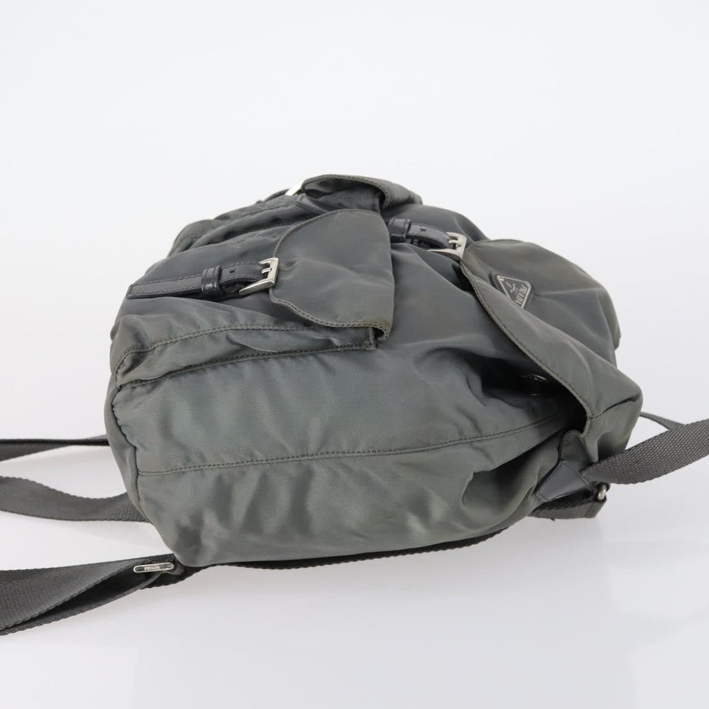 Prada Double Front Pocket Backpack Tessuto Gray Nylon Backpack Bag (Pre-Owned)