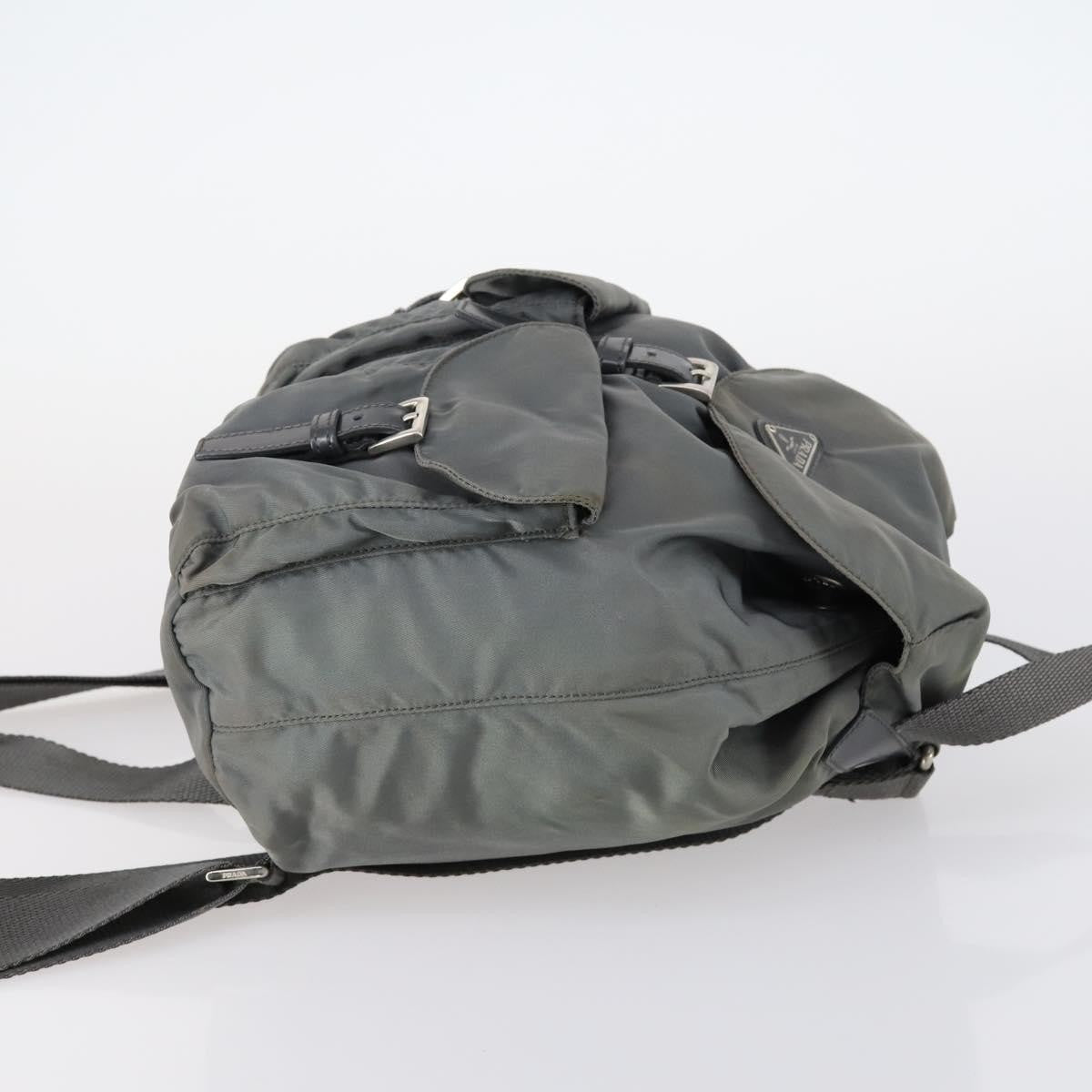 Prada Double Front Pocket Backpack Tessuto Gray Nylon Backpack Bag (Pre-Owned)