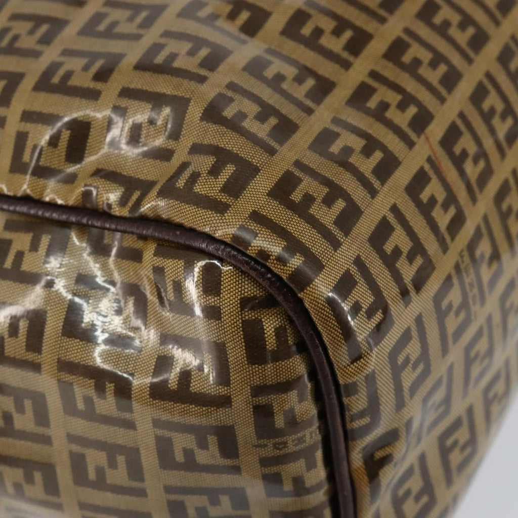 Fendi Zip Tote Canvas Beige Canvas Tote Bag Bag (Pre-Owned)
