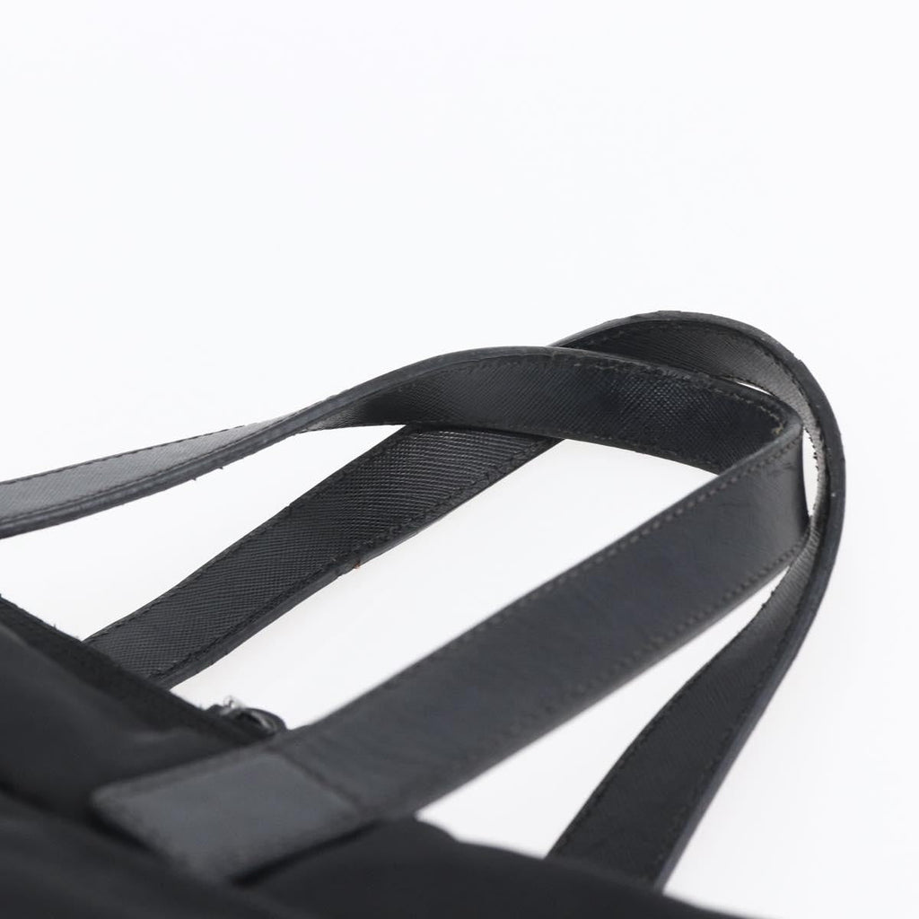 Prada Convertible Front Zip Briefcase Tessuto With Saffiano Leather Black Nylon Briefcase Bag (Pre-Owned)