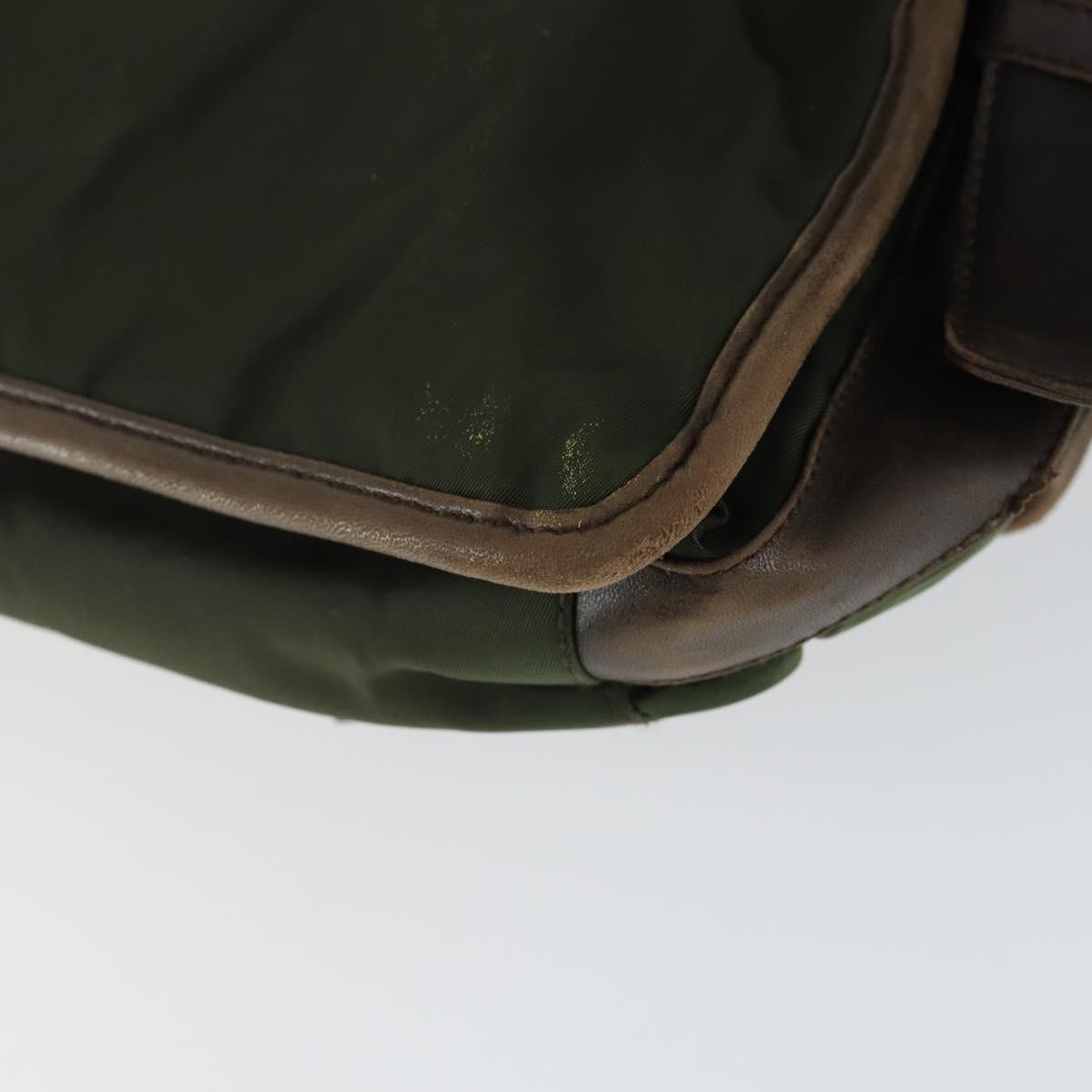 Prada Vintage Shoulder Bag Nylon And Leather Green Nylon Shoulder Bag Bag (Pre-Owned)