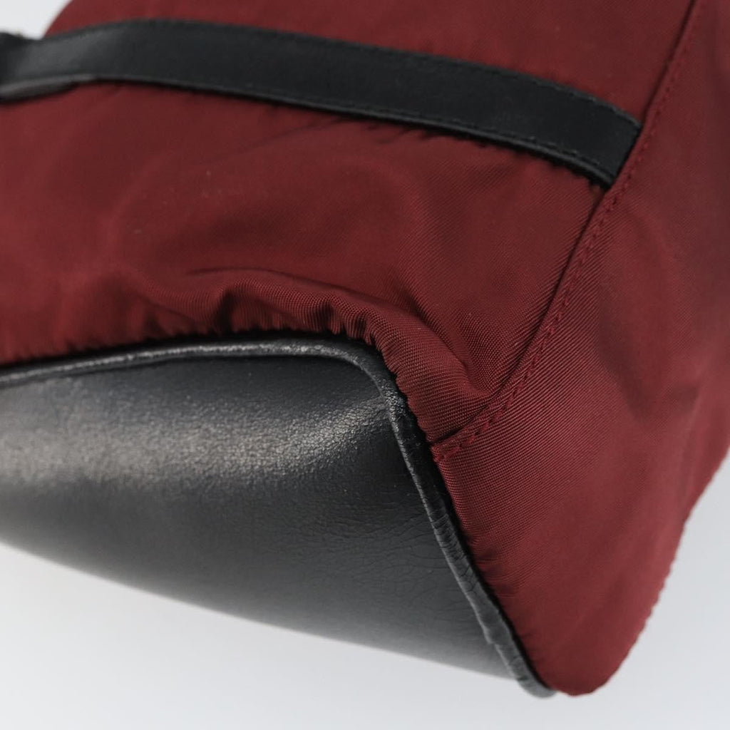 Prada Vintage Zip Handbag Tessuto Burgundy Nylon Handbag (Pre-Owned)