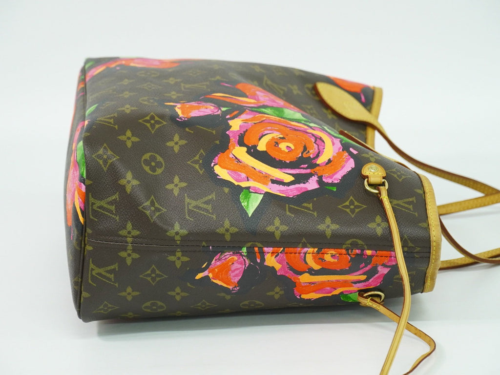 Louis Vuitton Neverfull Tote Limited Edition Monogram Roses Brown Canvas Tote Bag Bag (Pre-Owned)