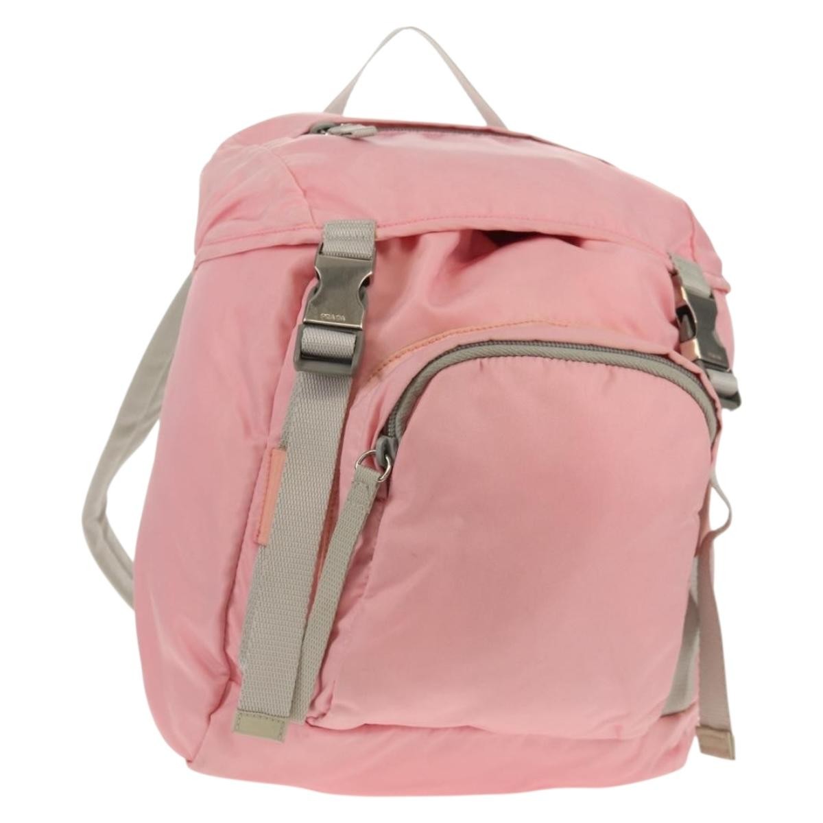 Prada Double Buckle Backpack Tessuto Pink Nylon Backpack Bag (Pre-Owned)