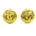 Chanel Vintage Cc Round Clip-On Earrings Metal Gold Gold_Plated Earrings Jewelry (Pre-Owned)
