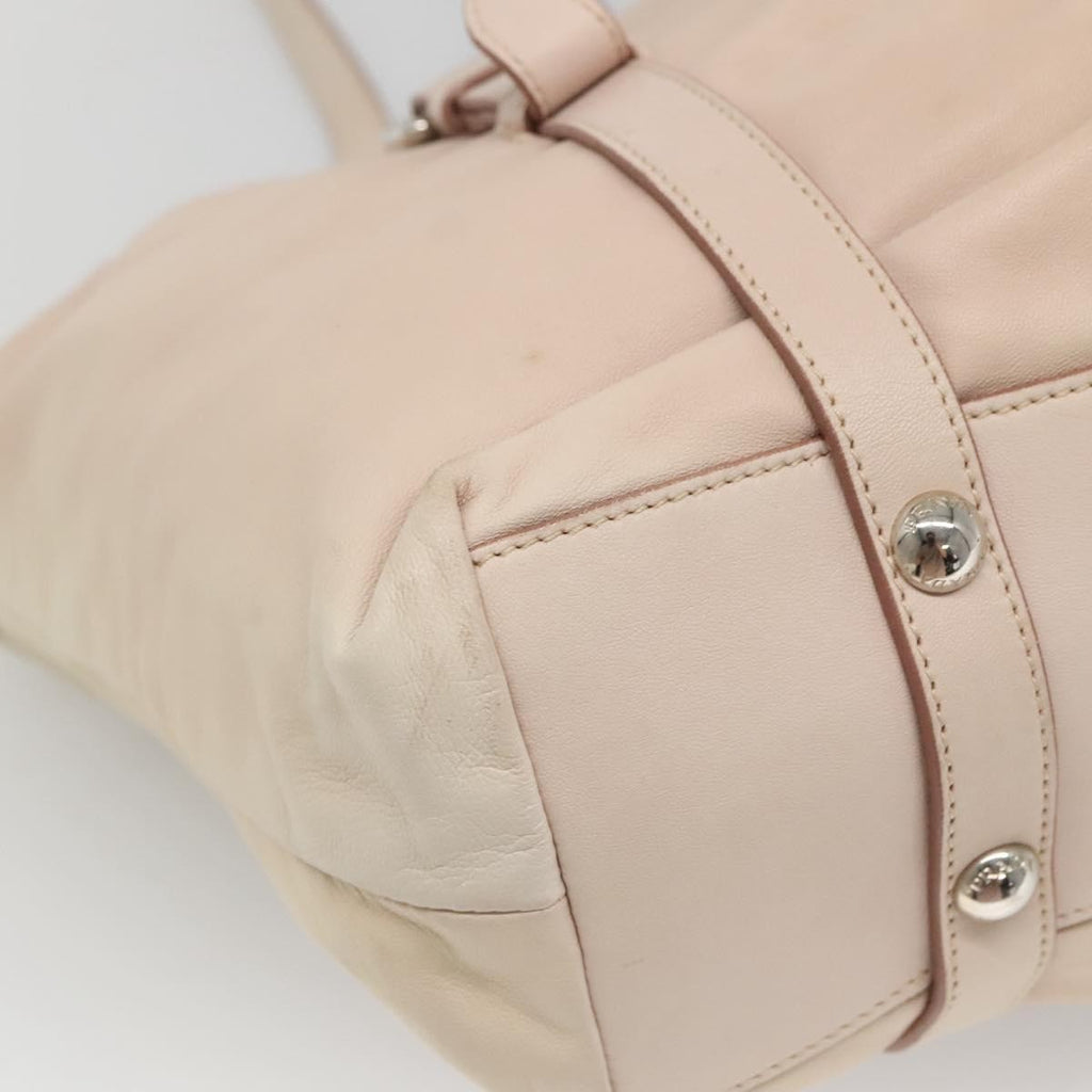 Prada Buckle Strap Shoulder Bag Leather Beige Leather Shoulder Bag Bag (Pre-Owned)
