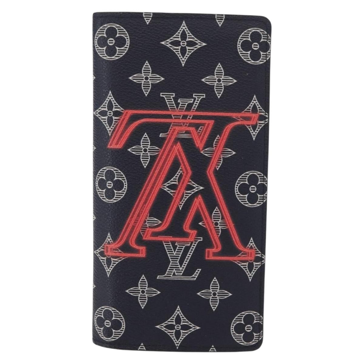 Louis Vuitton Brazza Long Bifold Wallet Monogram Comics Navy Canvas Wallets Accessory (Pre-Owned)