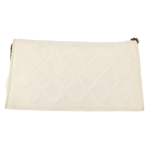 Chanel Full Flap Wallet On Chain Quilted Lambskin White Leather Clutche & Pouche Bag (Pre-Owned)