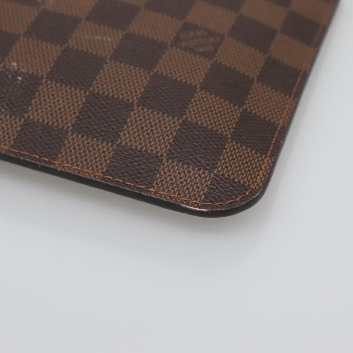 Louis Vuitton Neverfull Pochette Damier Brown Canvas Bag (Pre-Owned)