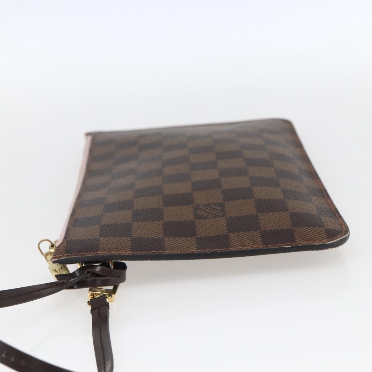 Louis Vuitton Neverfull Pochette Damier Brown Canvas Clutche & Pouche Bag (Pre-Owned)