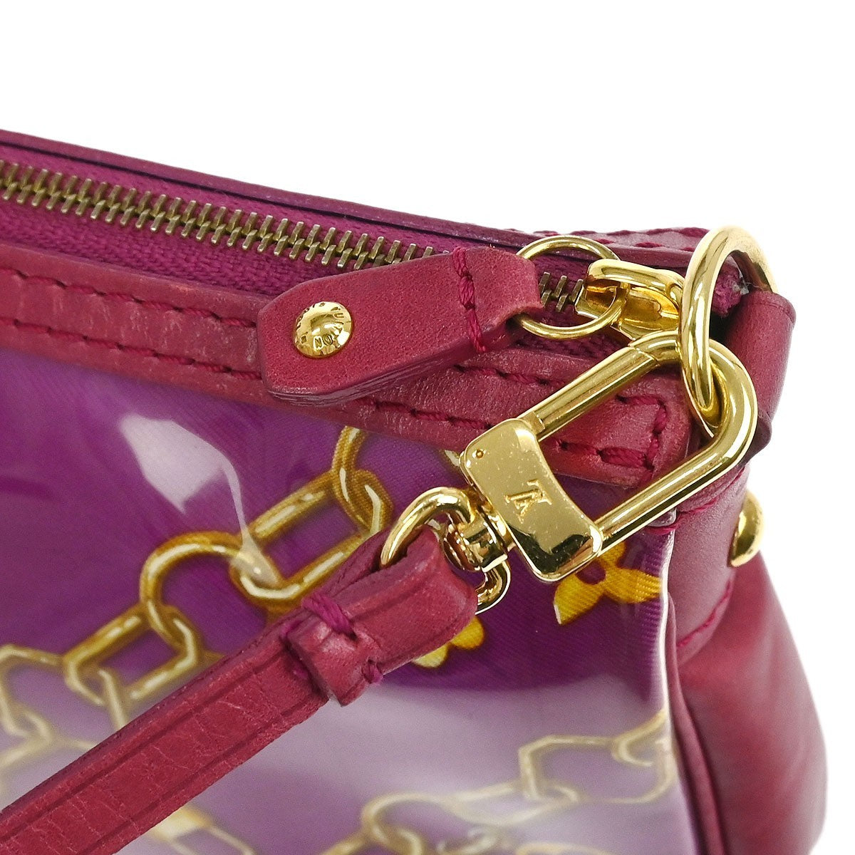 Louis Vuitton Charms Pochette Pvc Over Printed Silk Pink Pvc Clutche & Pouche Bag (Pre-Owned)