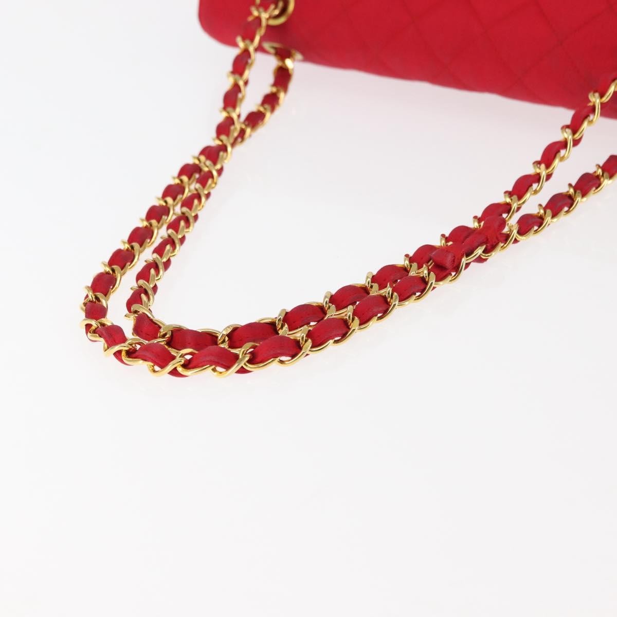 Chanel Timeless - Classic Double Flap Bag Quilted Satin Red Satin Shoulder Bag Bag (Pre-Owned)