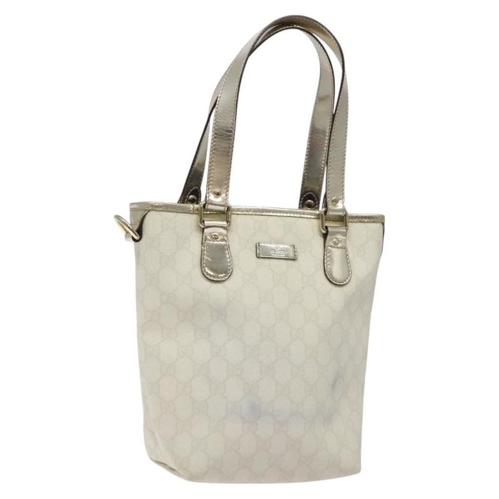 Gucci Vintage Tote Gg Canvas White Canvas Tote Bag Bag (Pre-Owned)