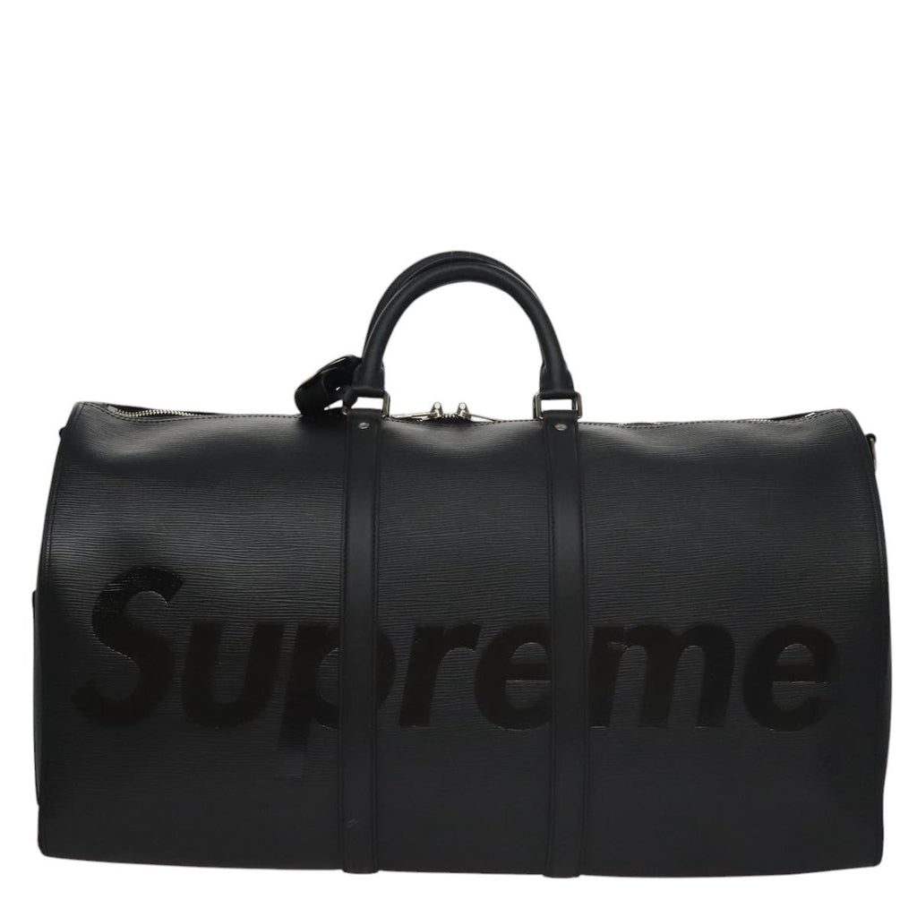 Louis Vuitton Keepall Bandouliere Bag Limited Edition Supreme Epi Leather Black Leather Bag (Pre-Owned)