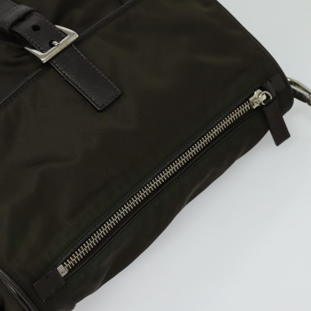 Prada Vintage Flap Shoulder Bag Nylon Khaki Nylon Shoulder Bag Bag (Pre-Owned)