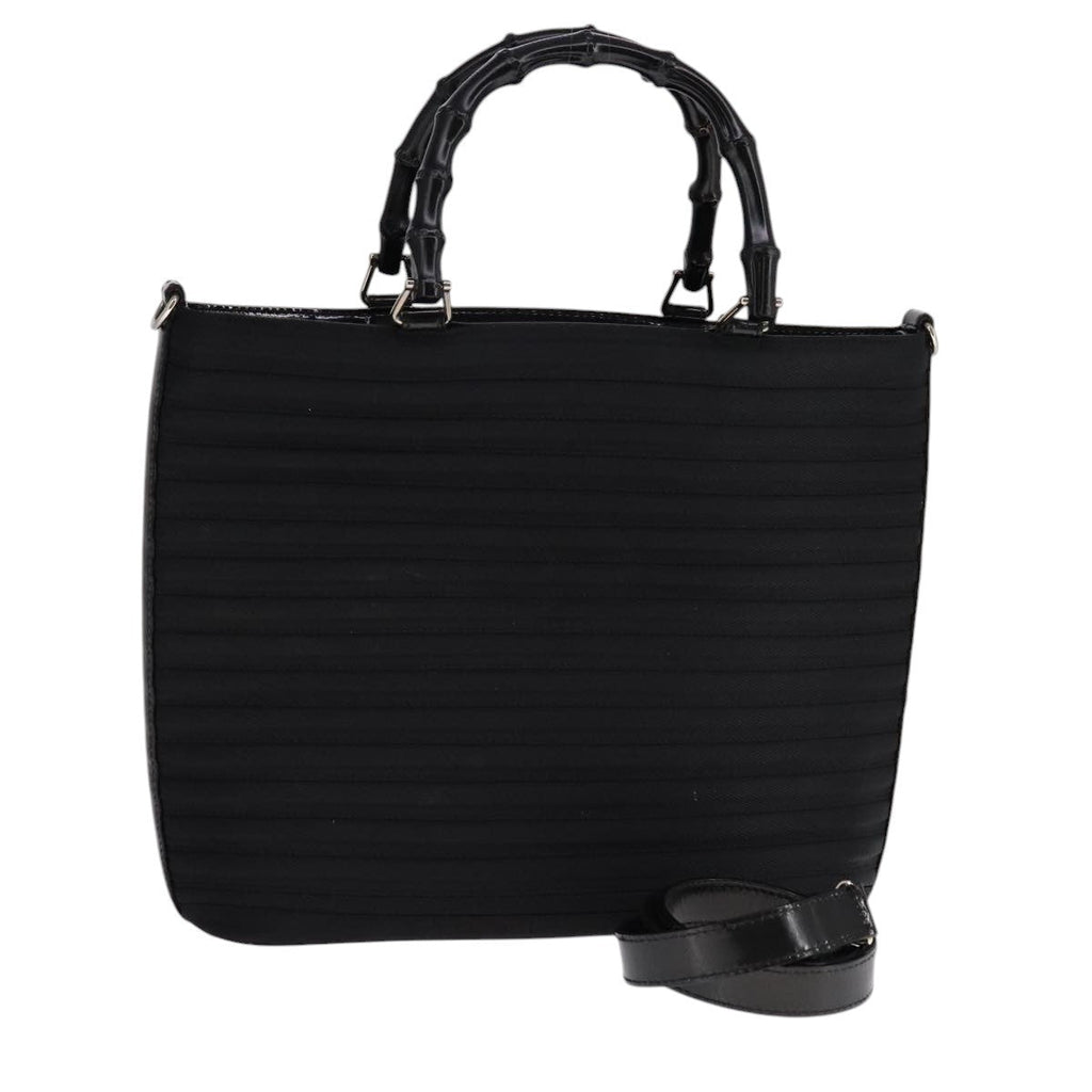 Gucci Convertible Bamboo Zip Tote Nylon Black Nylon Tote Bag Bag (Pre-Owned)
