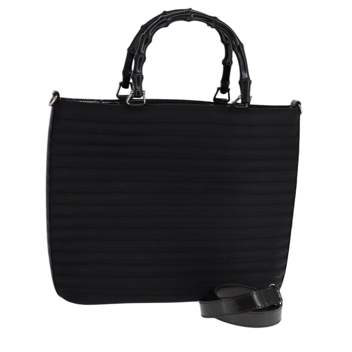 Gucci Convertible Bamboo Zip Tote Nylon Black Nylon Tote Bag Bag (Pre-Owned)