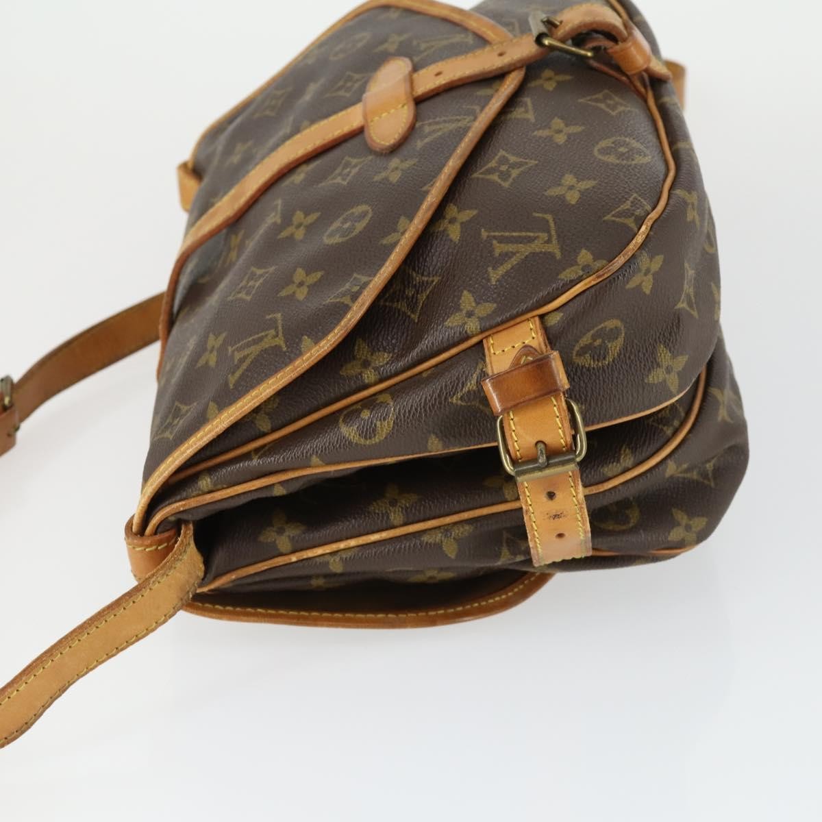 Louis Vuitton Saumur Handbag Monogram Canvas Brown Canvas Shoulder Bag Bag (Pre-Owned)