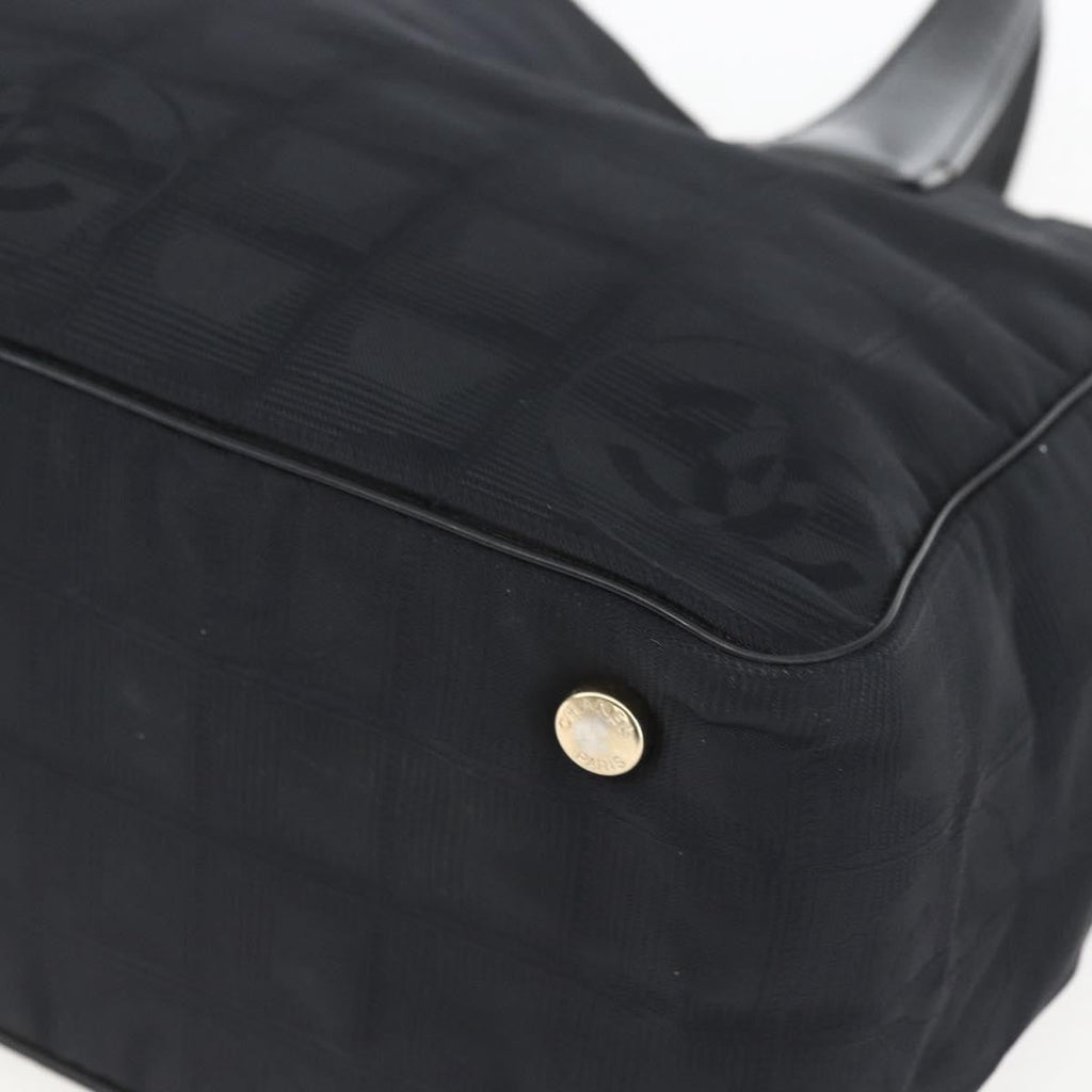 Chanel Travel Line Tote Nylon Black Nylon Tote Bag Bag (Pre-Owned)