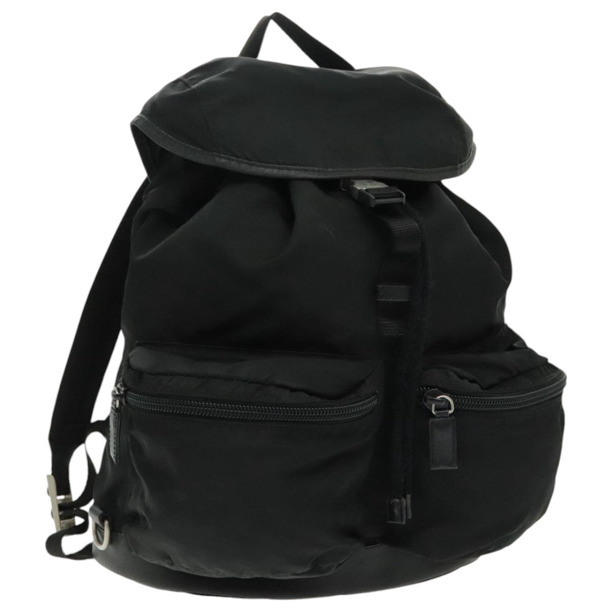 Prada Double Front Pocket Backpack Tessuto Black Nylon Backpack Bag (Pre-Owned)
