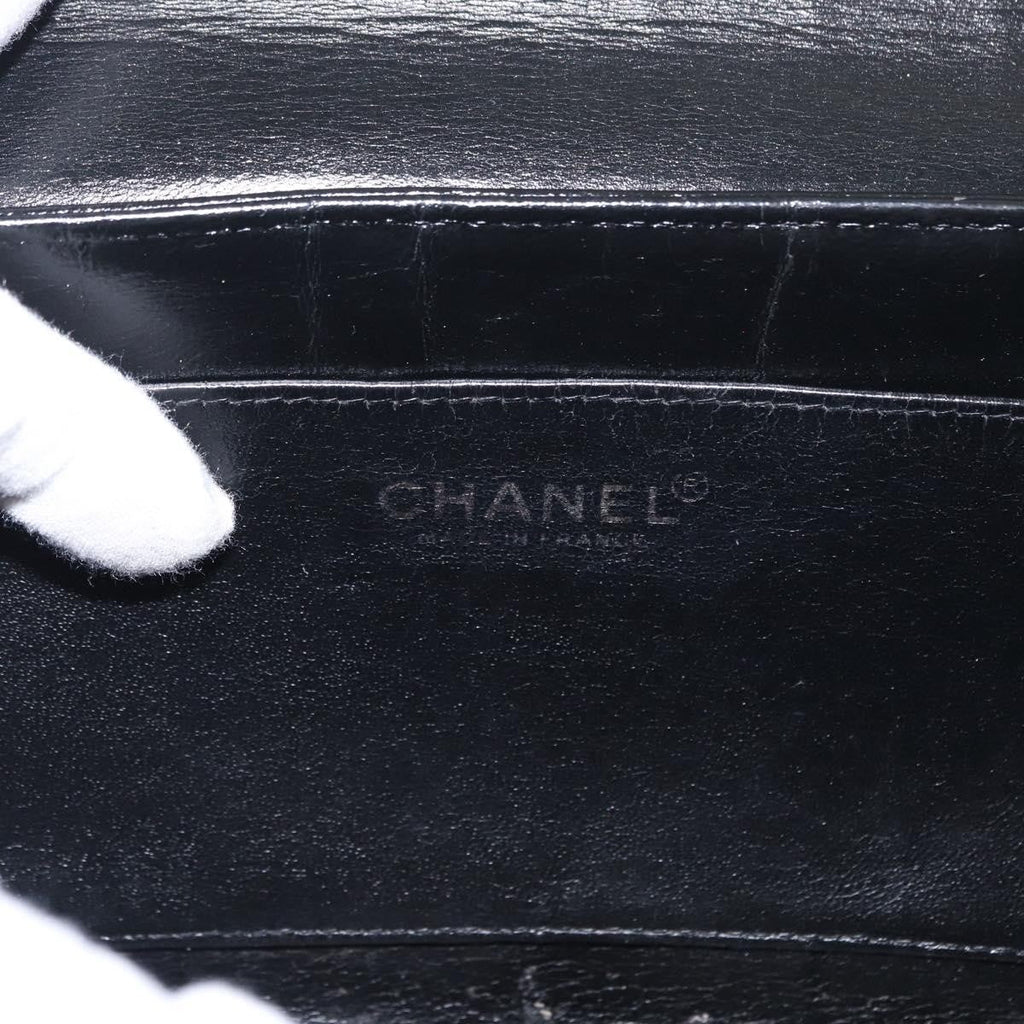 Chanel Chocolate Bar Accordion Reissue Flap Bag Quilted Lambskin Black Leather Shoulder Bag Bag (Pre-Owned)