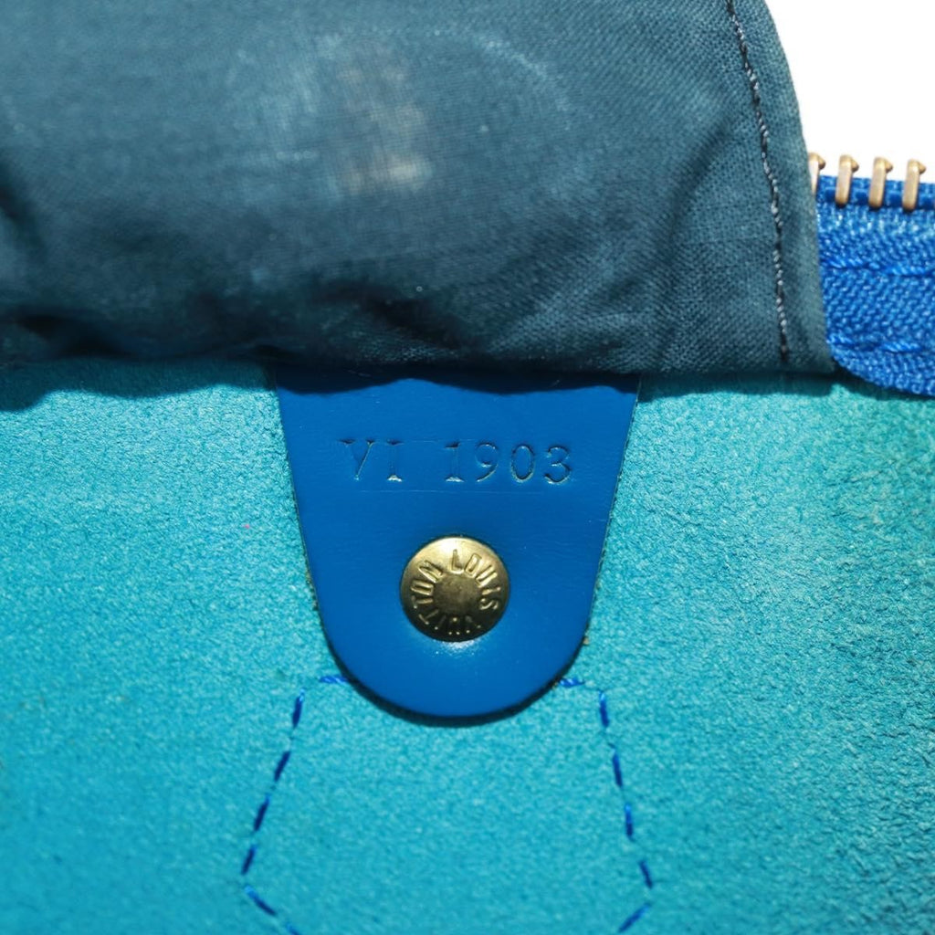 Louis Vuitton Speedy Handbag Epi Leather Blue Leather Handbag (Pre-Owned)