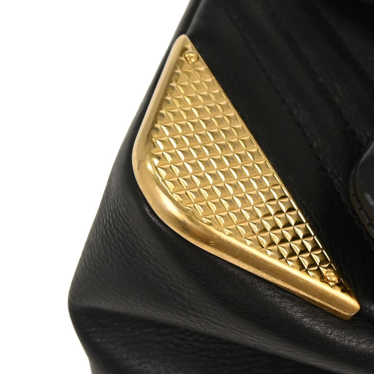 Chanel Rock The Corner Flap Bag Chevron Leather Black Leather Shoulder Bag Bag (Pre-Owned)
