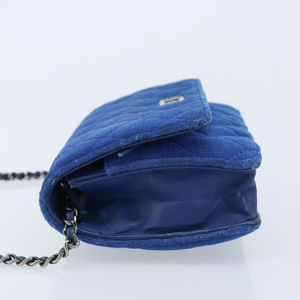 Chanel Wallet On Chain Canvas Navy Canvas Shoulder Bag Bag (Pre-Owned)